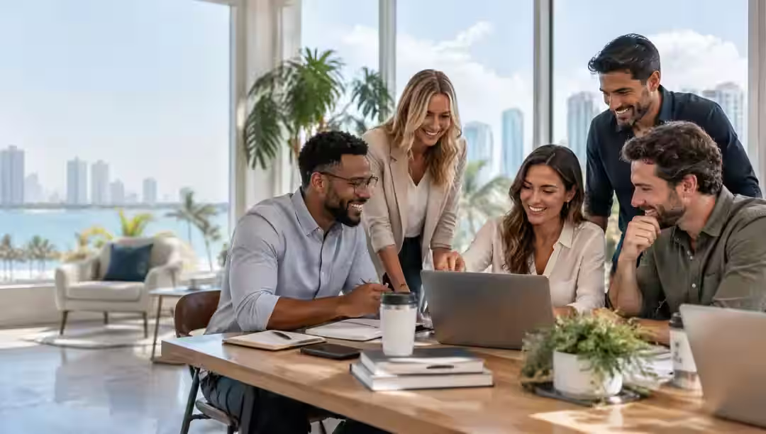 Business owners and marketing strategists collaborating